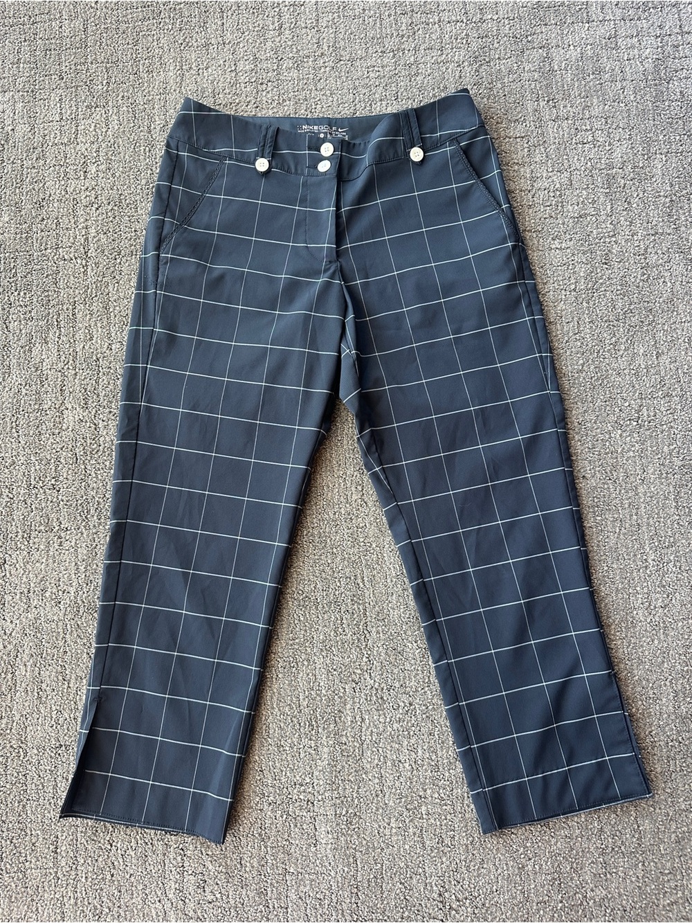 Nike Golf Dri-Fit Windowpane Plaid Cropped Pants Preppy Size 2